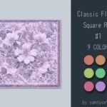 HQ Classic Flower Square Dance Rug #1 Samtuse963