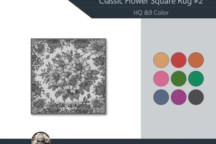 HQ Classic Flower Square Dance Rug #2 Samtuse963