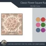 HQ Classic Flower Square Dance Rug #2 Samtuse963