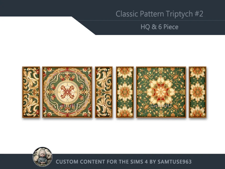 HQ Classic Pattern Triptych #2 Sellable Extra E Samtuse963