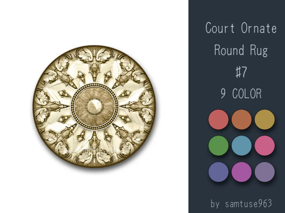 Court Ornate Round Dance Rug #7 Samtuse963