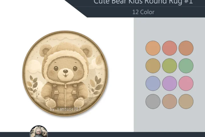 HQ Cute Bear Kids Round Dance Rug #1 Samtuse963