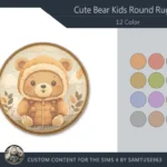 HQ Cute Bear Kids Round Dance Rug #1 Samtuse963