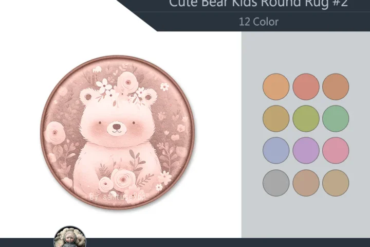 HQ Cute Bear Kids Round Dance Rug #2 Samtuse963