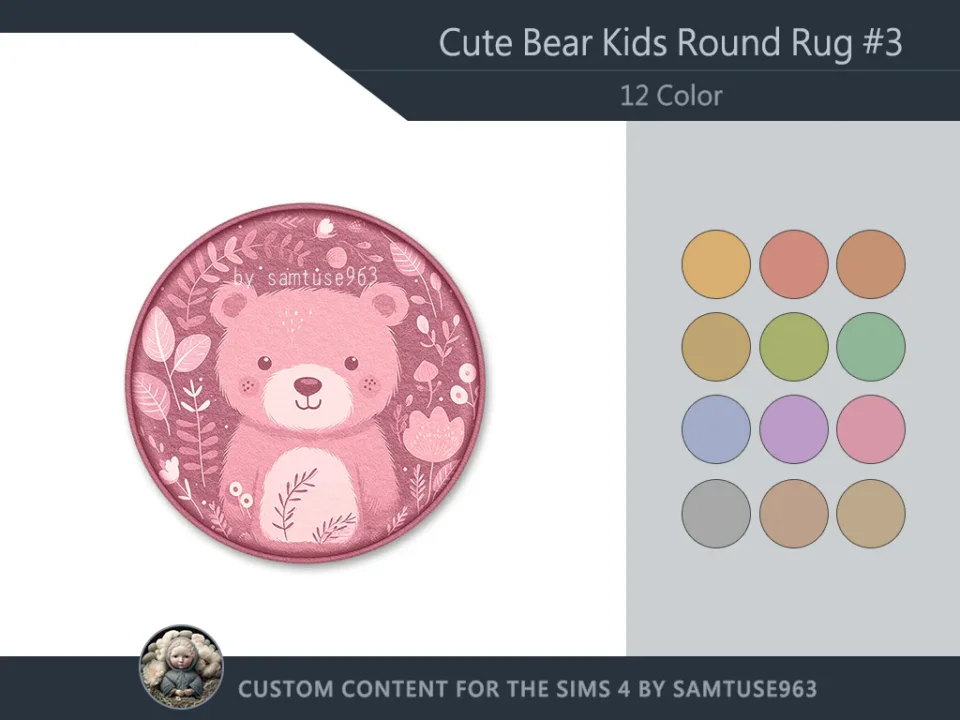 Cute Bear Kids Round Dance Rug #3 Samtuse963