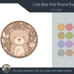 Cute Bear Kids Round Dance Rug #3 Samtuse963
