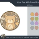 Cute Bear Kids Round Dance Rug #3 Samtuse963