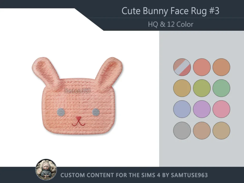 HQ Cute Bunny Face Dance Rug #3 Samtuse963