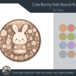 HQ Cute Bunny Kids Round Dance Rug #2 Samtuse963