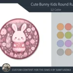 HQ Cute Bunny Kids Round Dance Rug #2 Samtuse963