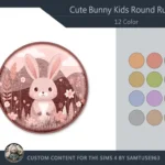 HQ Cute Bunny Kids Round Dance Rug #1 Samtuse963