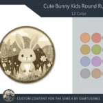 HQ Cute Bunny Kids Round Dance Rug #1 Samtuse963