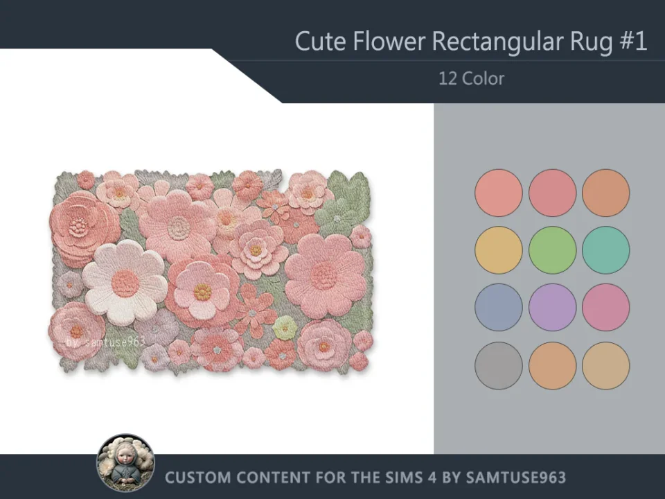 Cute Flower Rectangular Dance Rug #1 Samtuse963