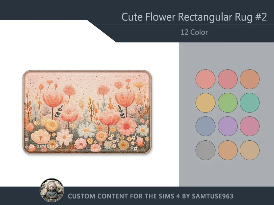 Cute Flower Rectangular Dance Rug #2 Samtuse963