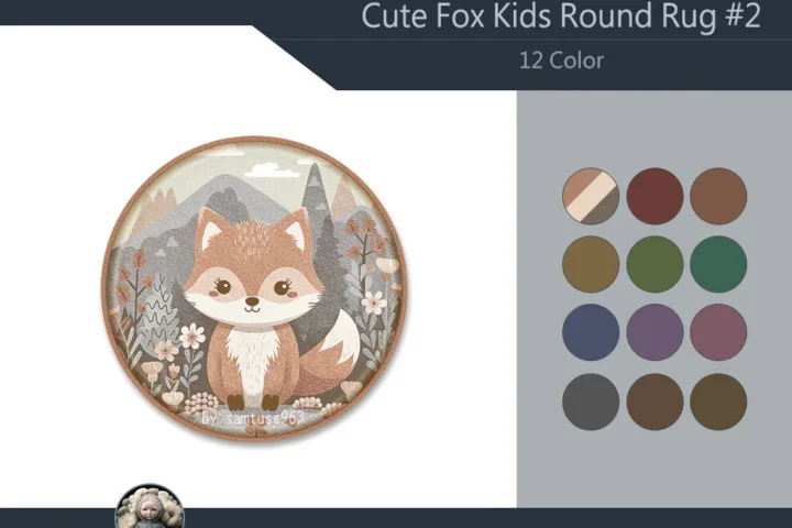 Cute Fox Kids Round Dance Rug #2 Samtuse963