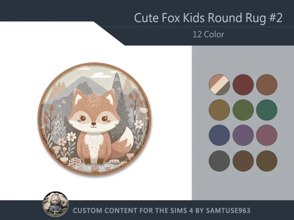 Cute Fox Kids Round Dance Rug #2 Samtuse963