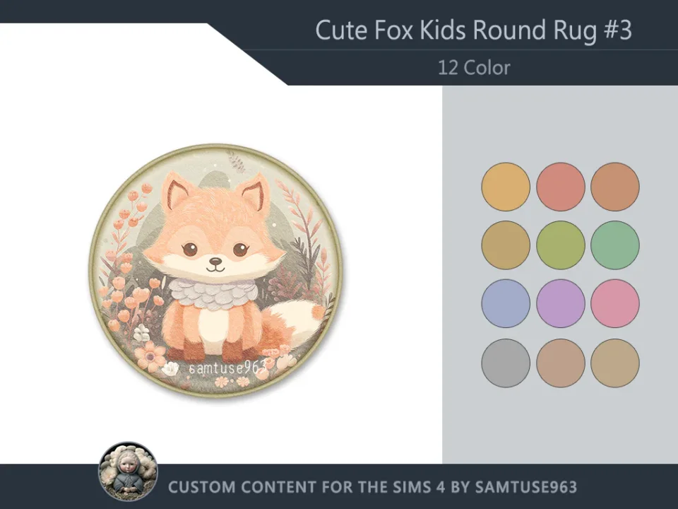 Cute Fox Kids Round Dance Rug #3 Samtuse963
