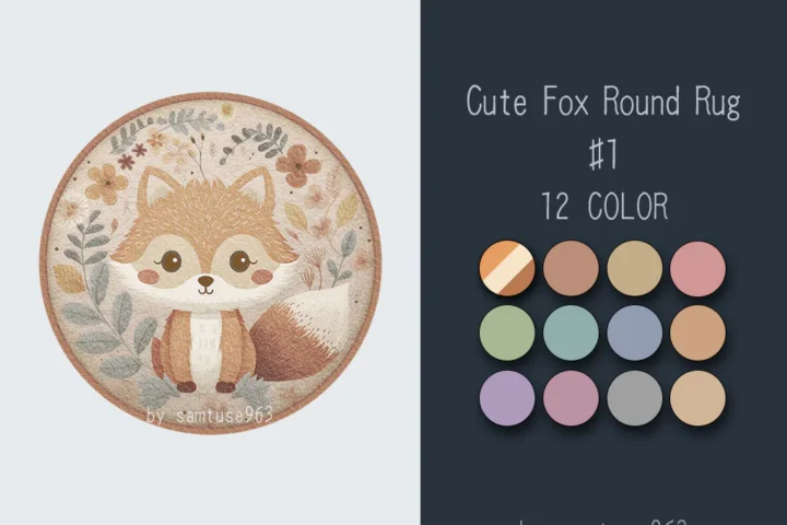 Cute Fox Kids Round Dance Rug #1 Samtuse963