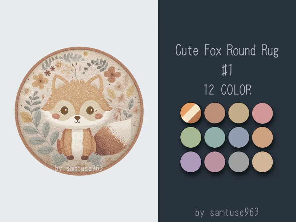 Cute Fox Kids Round Dance Rug #1 Samtuse963