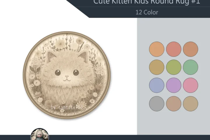 HQ Cute Kitten Kids Round Dance Rug #1 Samtuse963