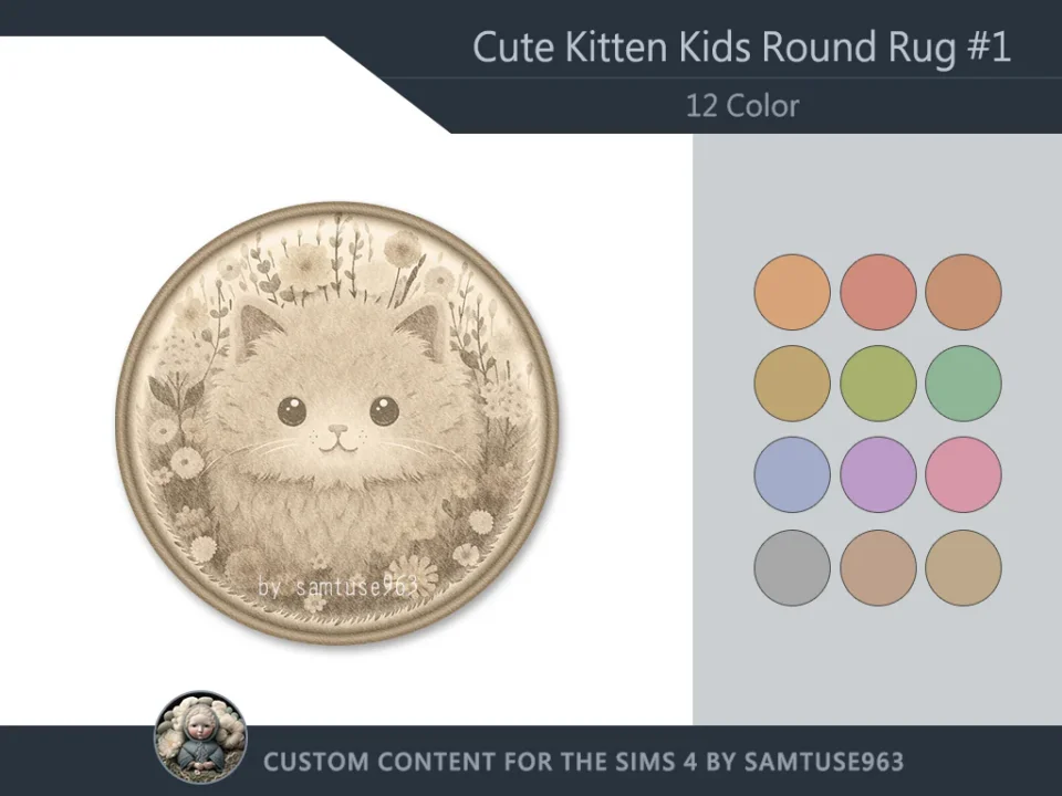 HQ Cute Kitten Kids Round Dance Rug #1 Samtuse963