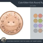 HQ Cute Kitten Kids Round Dance Rug #1 Samtuse963