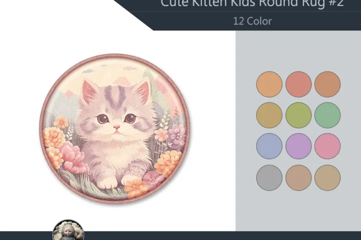 HQ Cute Kitten Kids Round Dance Rug #2 Samtuse963