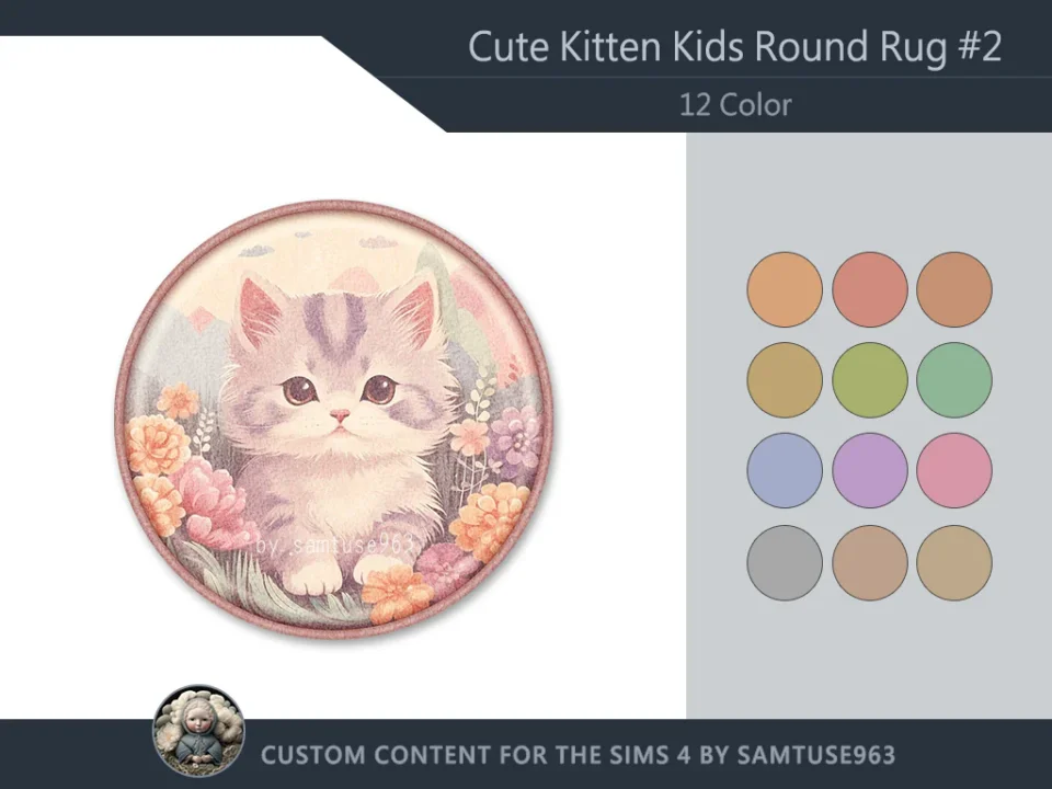 HQ Cute Kitten Kids Round Dance Rug #2 Samtuse963
