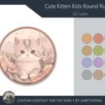 HQ Cute Kitten Kids Round Dance Rug #2 Samtuse963