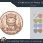 Cute Kitten Kids Round Dance Rug #3 Samtuse963