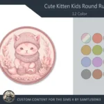 Cute Kitten Kids Round Dance Rug #3 Samtuse963
