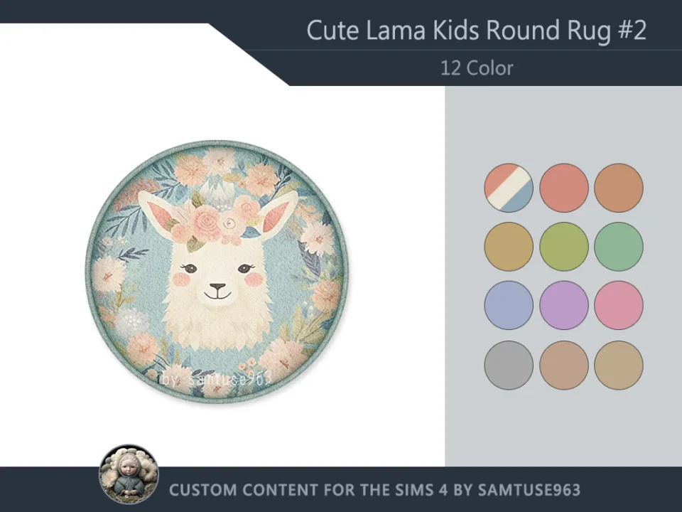 Cute Lama Kids Round Dance Rug #2 Samtuse963