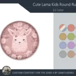 Cute Lama Kids Round Dance Rug #2 Samtuse963