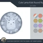 Cute Lama Kids Round Dance Rug #2 Samtuse963
