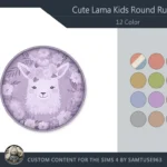 Cute Lama Kids Round Dance Rug #2 Samtuse963