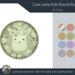 Cute Lama Kids Round Dance Rug #2 Samtuse963