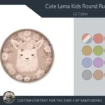 Cute Lama Kids Round Dance Rug #2 Samtuse963