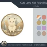 Cute Lama Kids Round Dance Rug #1 Samtuse963