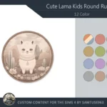 Cute Lama Kids Round Dance Rug #1 Samtuse963