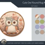 Cute Owl Kids Round Dance Rug #2 Samtuse963