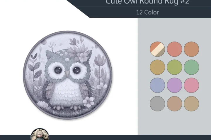 Cute Owl Kids Round Dance Rug #2 Samtuse963