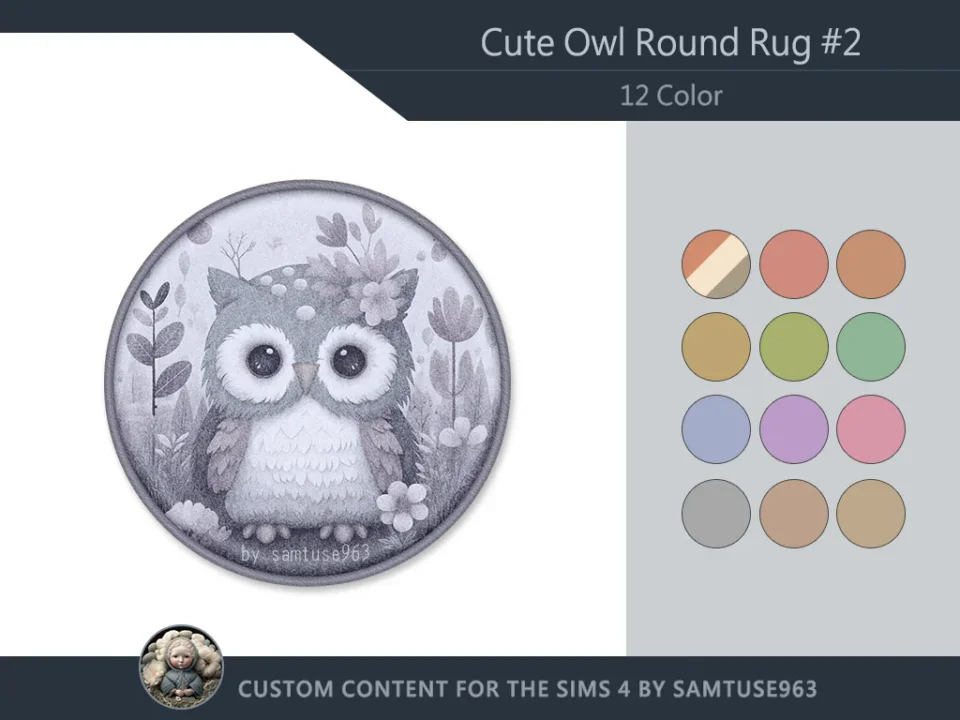 Cute Owl Kids Round Dance Rug #2 Samtuse963