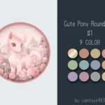 Cute Pony Kids Round Dance Rug #1 Samtuse963