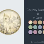 Cute Pony Kids Round Dance Rug #1 Samtuse963