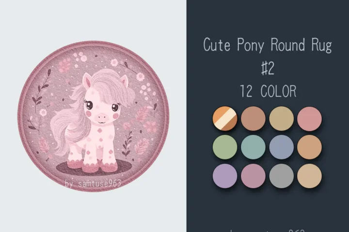 Cute Pony Kids Round Dance Rug #2 Samtuse963