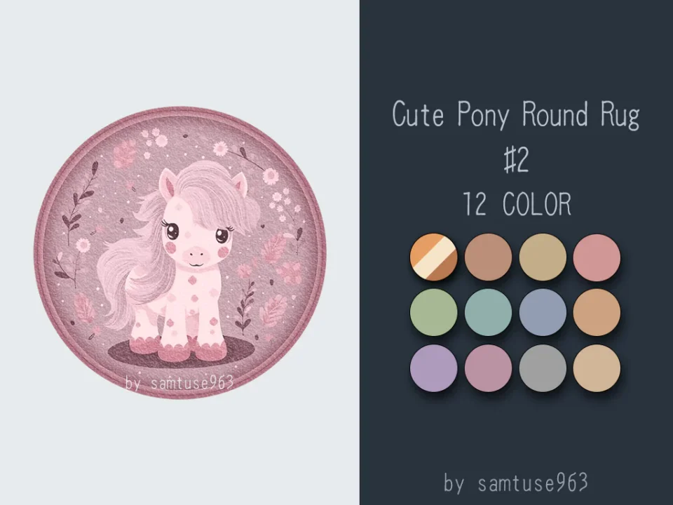 Cute Pony Kids Round Dance Rug #2 Samtuse963