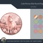 Cute Pony Kids Round Dance Rug #3 Samtuse963