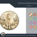 Cute Pony Kids Round Dance Rug #3 Samtuse963