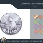 Cute Pony Kids Round Dance Rug #3 Samtuse963