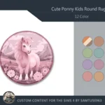 Cute Pony Kids Round Dance Rug #3 Samtuse963